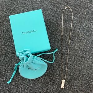 Tiffany & Co Silver Diamond Heart Bar Necklace